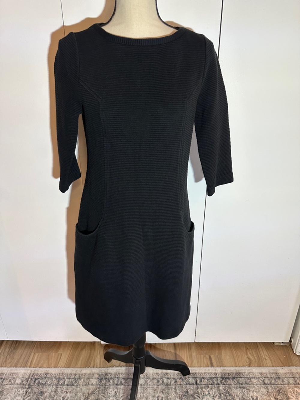 Boden Black Textured Midi Dress